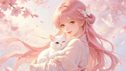 猫咪与粉色少女