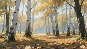 清新阳光秋日森林