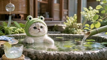 夏日庭院纳凉猫咪