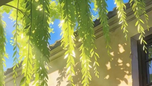 护眼绿景树木带鱼屏