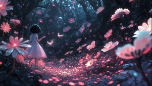 幽静唯美森林蝴蝶少女