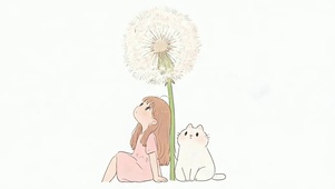 蒲公英女孩与猫咪