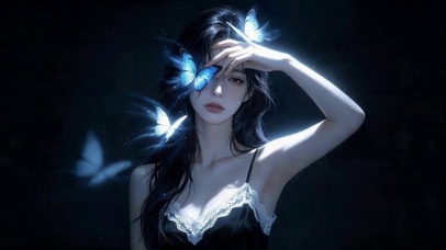 吊带裙蝴蝶女孩