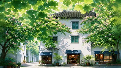绿荫夏日街巷