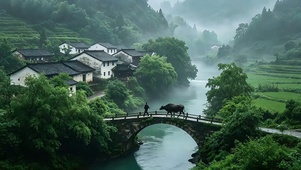 烟雨牧归图