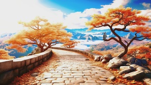 唯美秋日西风古道