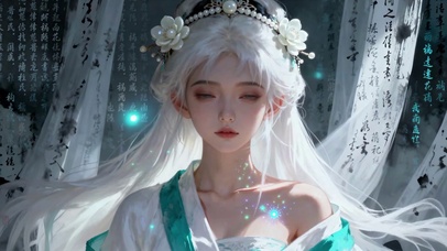 文艺古风白发水墨纯欲萝莉少女