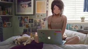 工作中的女孩