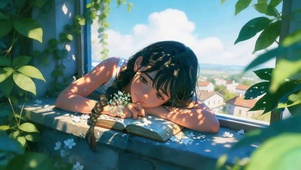 夏季窗台女孩
