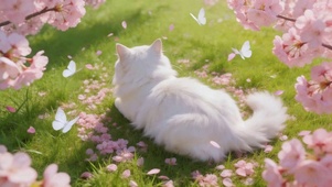 樱花树下的猫咪