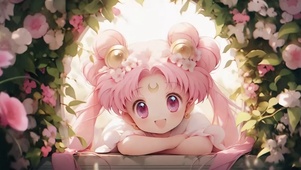 粉发动漫插画美少女