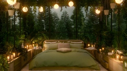 雨天温馨树林卧室