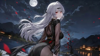 唯美古风月色女孩