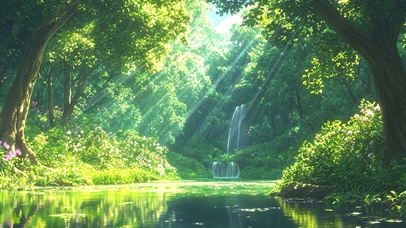 护眼森林溪流阳光