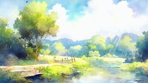 清新动漫风景 绿色壁纸