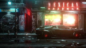雨夜街道跑车