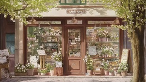 城市夏日静谧鲜花商店