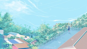 蓝天白云和煦夏日