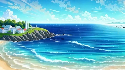 海景沙滩带鱼屏