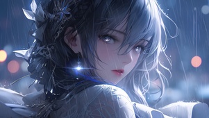 雨中美丽少女