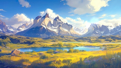 静谧高山草原花海