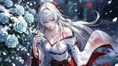 风花雪银发少女