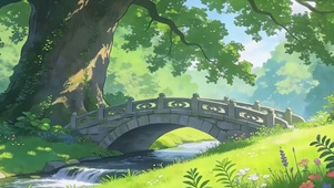 护眼大树河流带鱼屏