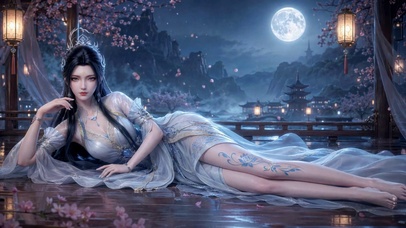 月夜樱花下美人陆雪琪