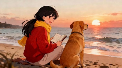 女孩与萌宠狗