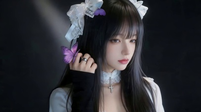 长发蝴蝶女孩