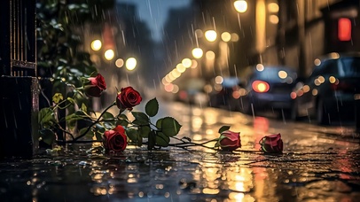 雨中玫瑰