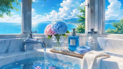 夏日海景窗台