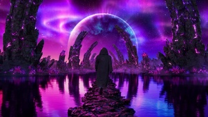 巨型星球下的旅人
