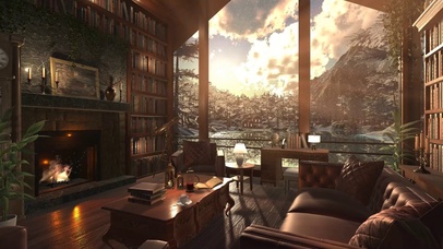 冬季日落山庄小屋