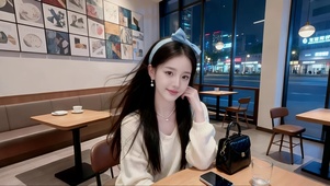 餐厅就餐的青春美女