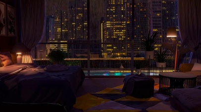 城市卧室夜晚雨天