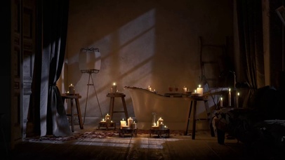 雷雨天在阁楼舒适的泡浴缸