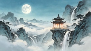 水墨山水瀑布
