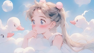云朵中的少女