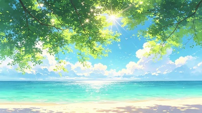 海边树影