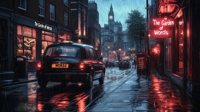 伦敦雨夜城市街道