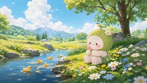 春天湖边小可爱