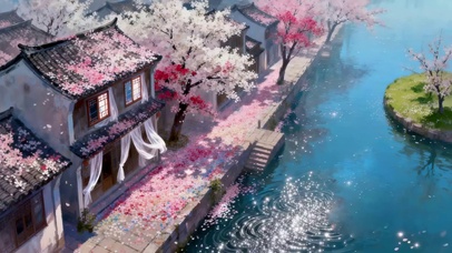 江南三月桃花盛开