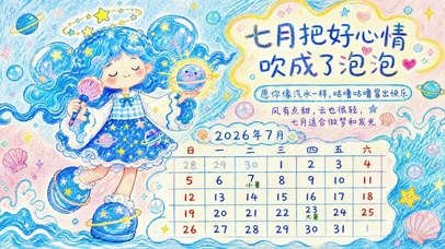七月海洋主题日历壁纸