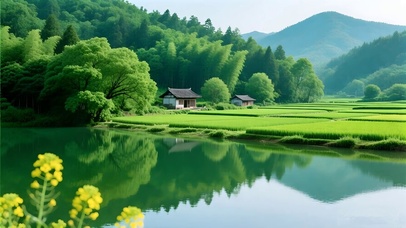 护眼绿色治愈山水