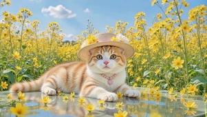 花丛里的精致小猫咪