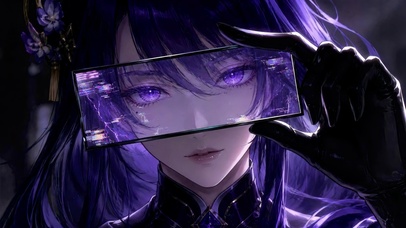 紫发赛博二次元美少女