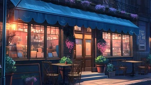 护眼花店夜景