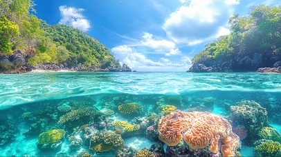 蓝天阳光珊瑚海岛