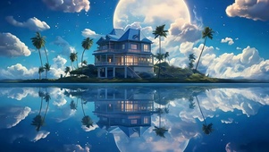 夜景海岛小屋